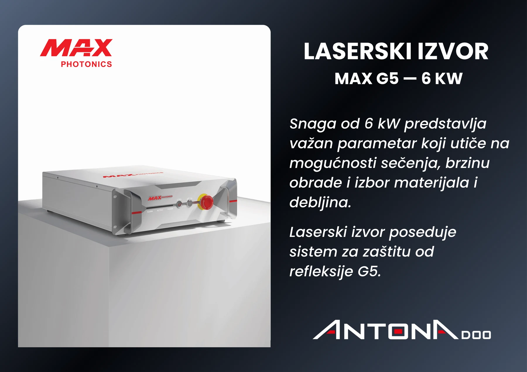 Laserski izvor MAX G5 6 kW